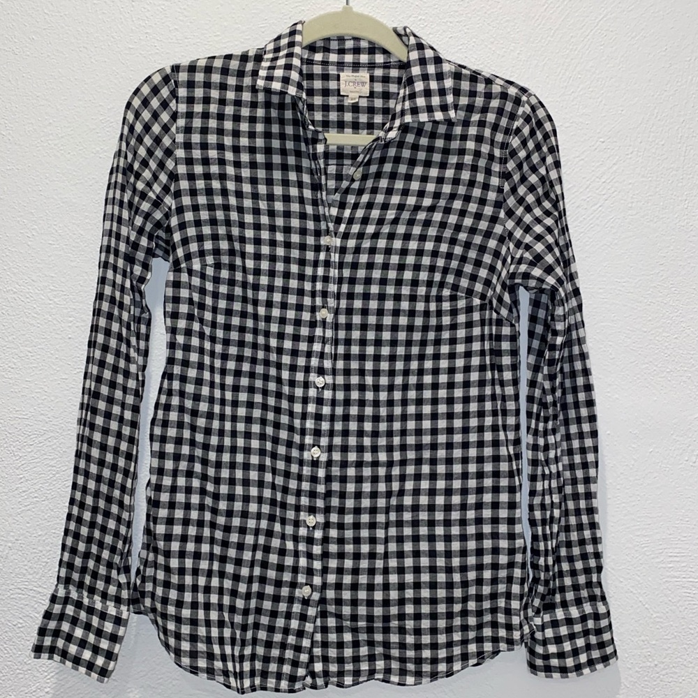 Gingham Print Button Up